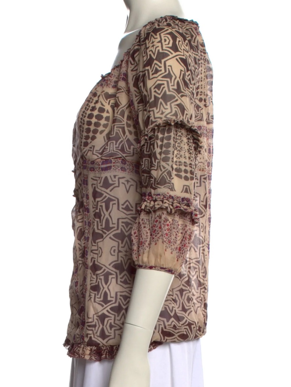 DIANE VON FURSTENBERG $295 vintage 2006 Y2K Boho silk blouse - Picture 3 of 6